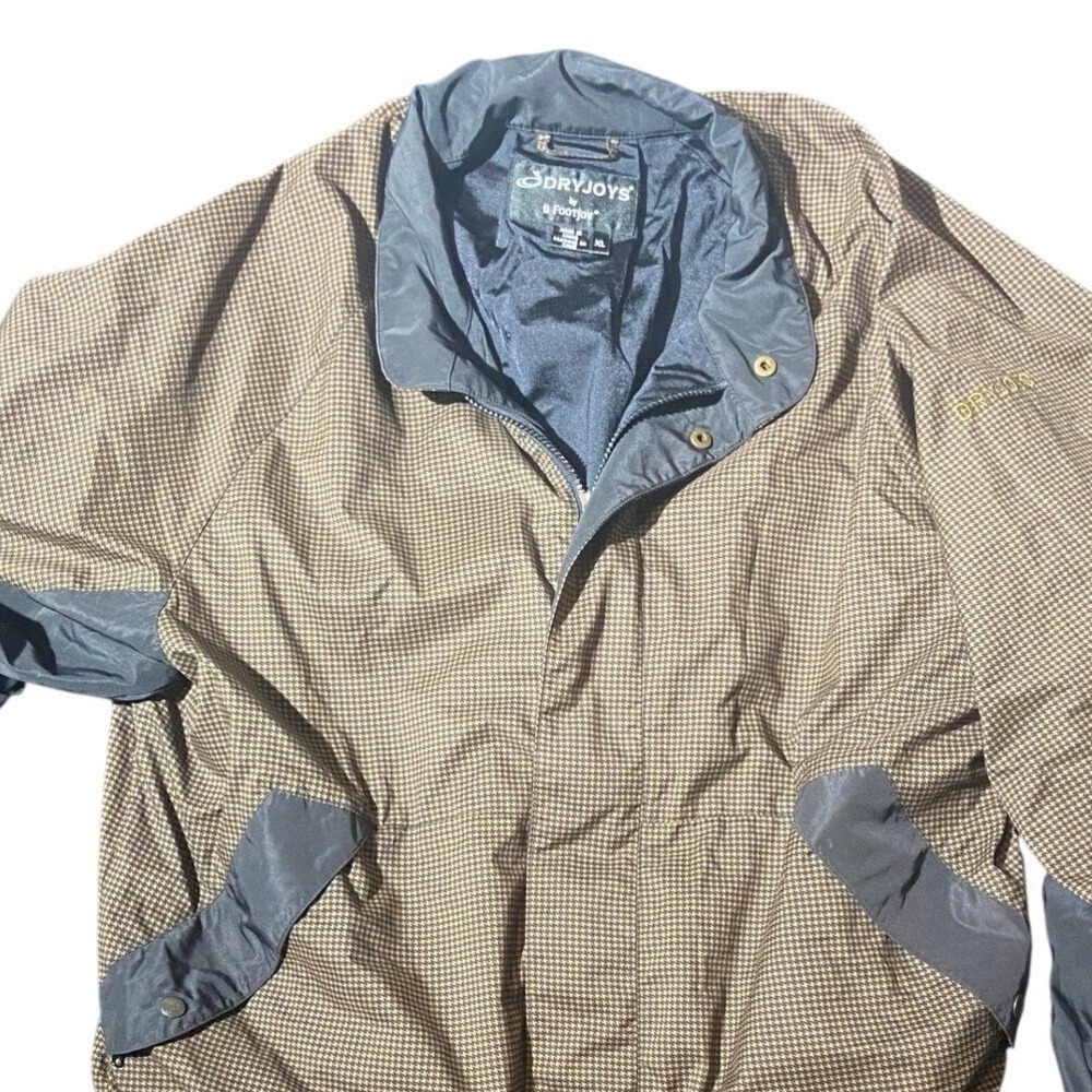 FootJoy DryJoys Jacket Mens XL Windbreaker Brown Houndstooth Lightweight
